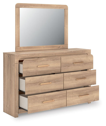 Kinlanni - 4 Pc. - Queen Panel Bed, Dresser, Mirror And Nightstand - Tan - Signature Design by Ashley® - 7