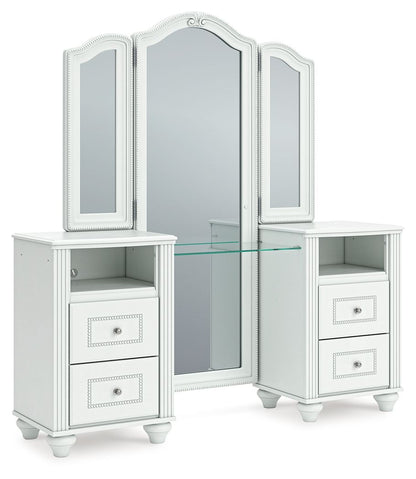 Kozlani - 3 Pc. - Vanity, Mirror And Stool - White - Signature Design by Ashley® - 2