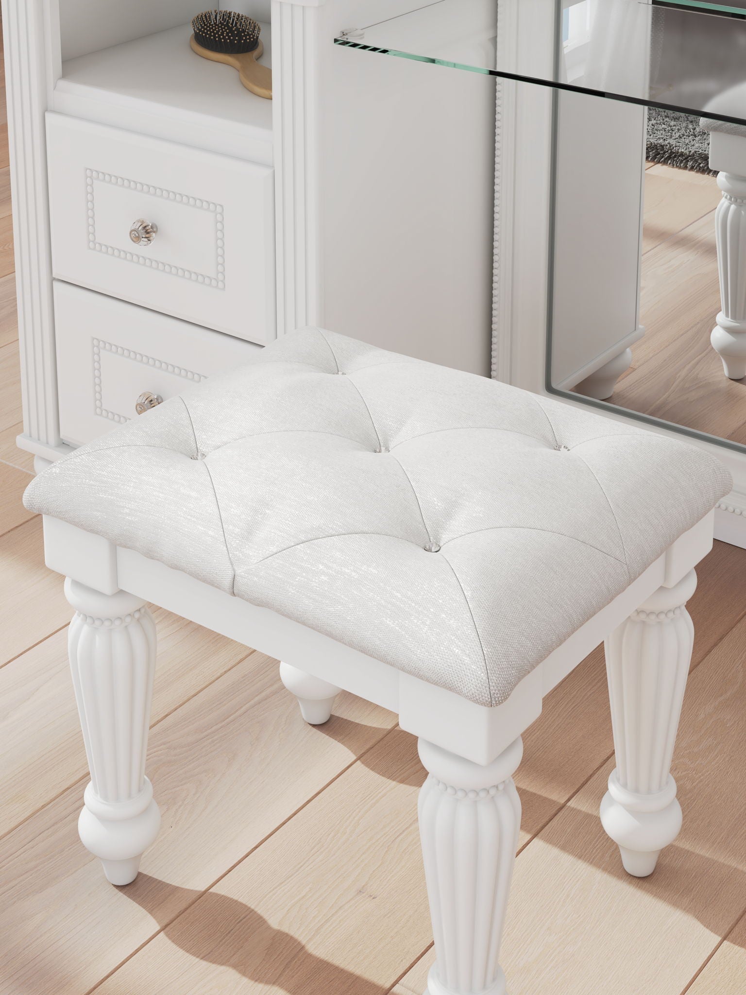 Kozlani - Vanity Upholstered Stool - White - Signature Design by Ashley® - 4