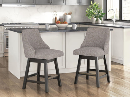 Neymorton - Upholstered Swivel Barstool (Set of 2) - Dark Grayish Brown - Signature Design by Ashley® - 3