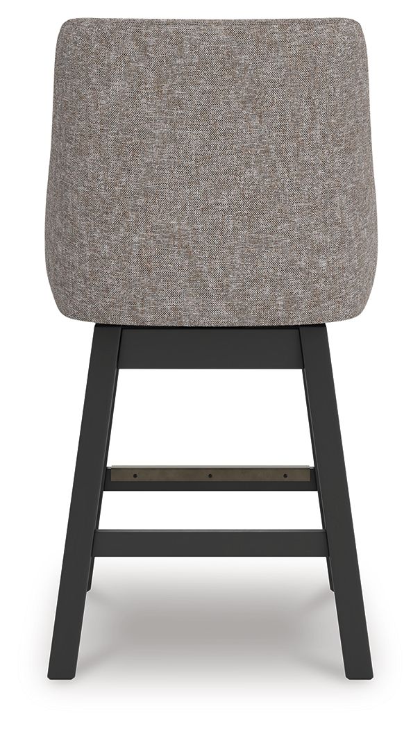 Neymorton - Upholstered Swivel Barstool (Set of 2) - Dark Grayish Brown - Signature Design by Ashley® - 4