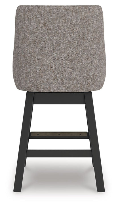 Neymorton - Upholstered Swivel Barstool (Set of 2) - Dark Grayish Brown - Signature Design by Ashley® - 4