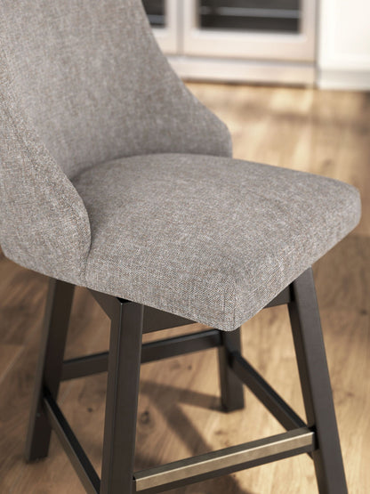 Neymorton - Upholstered Swivel Barstool (Set of 2) - Dark Grayish Brown - Signature Design by Ashley® - 2