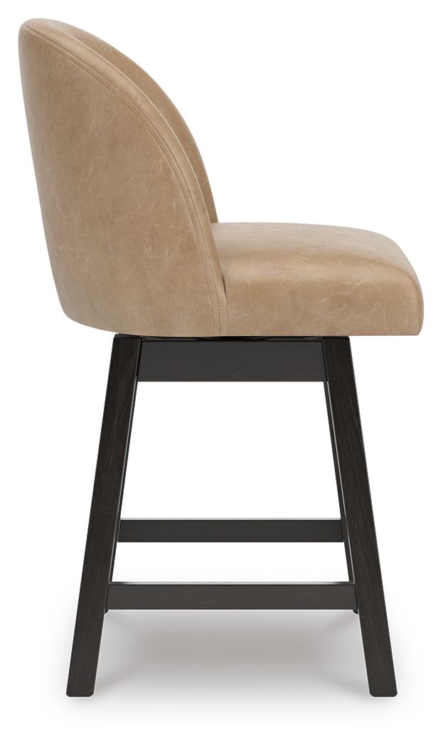 Neymorton - Upholstered Swivel Faux Leather Barstool (Set of 2) - Dark Grayish Brown - Signature Design by Ashley® - 8