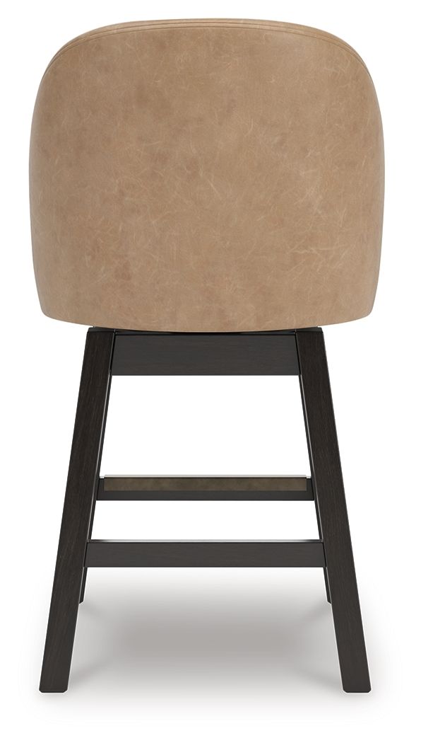 Neymorton - Upholstered Swivel Faux Leather Barstool (Set of 2) - Dark Grayish Brown - Signature Design by Ashley® - 4
