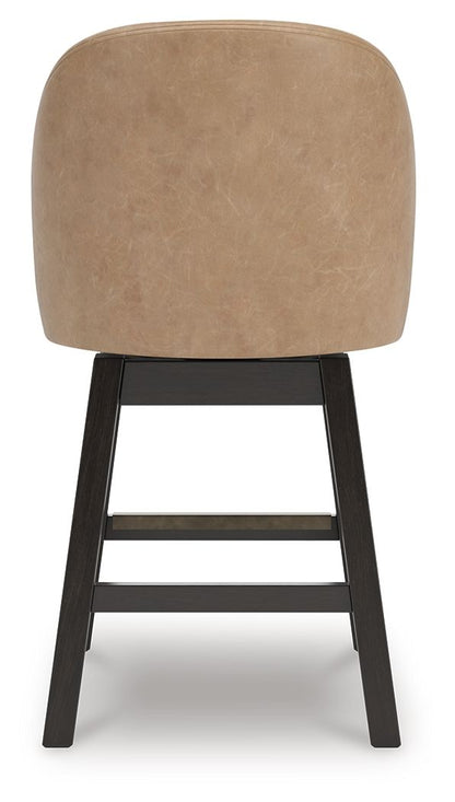 Neymorton - Upholstered Swivel Faux Leather Barstool (Set of 2) - Dark Grayish Brown - Signature Design by Ashley® - 4