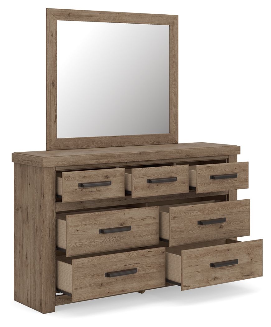 Oliandon - 3 Pc. - Queen Panel Bed, Dresser And Mirror - Light Brown - Signature Design by Ashley® - 3