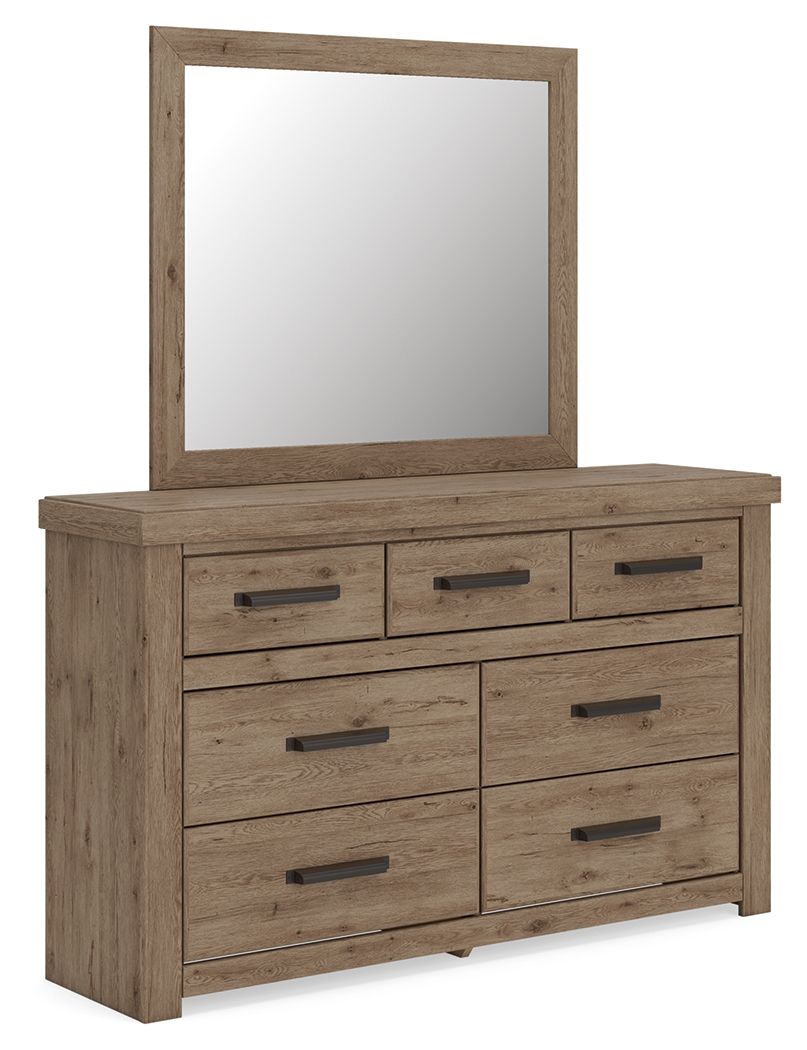 Oliandon - 3 Pc. - Queen Panel Storage Bed, Dresser And Mirror - Light Brown - Signature Design by Ashley® - 5
