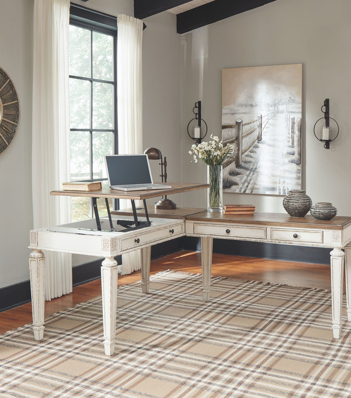 Realyn - L Shaped Desk With Lift Top - White / Brown - Signature Design by Ashley® - 6