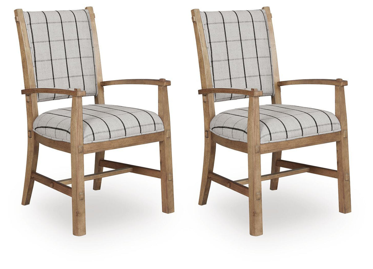 Ridgester - Dining Upholstered Arm Chair (Set of 2) - Light Brown - Benchcraft® - 1