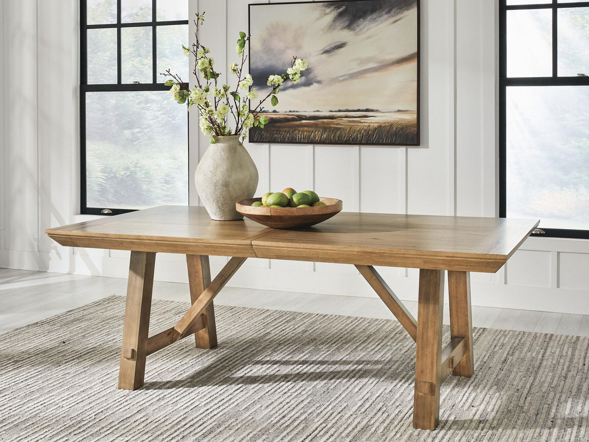 Ridgester - Rectangular Dining Room Extension Table - Light Brown - Benchcraft® - 4