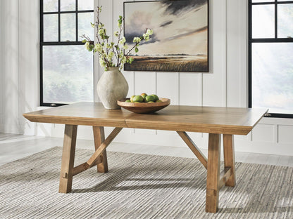 Ridgester - Rectangular Dining Room Extension Table - Light Brown - Benchcraft® - 4