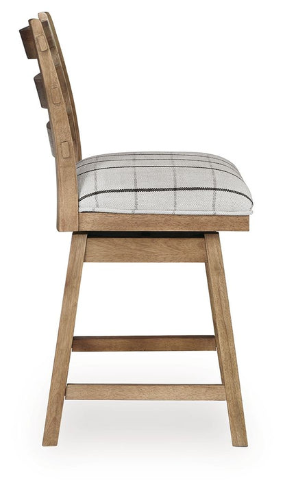 Ridgester - Upholstered Swivel Barstool (Set of 2) - Light Brown - Benchcraft® - 4