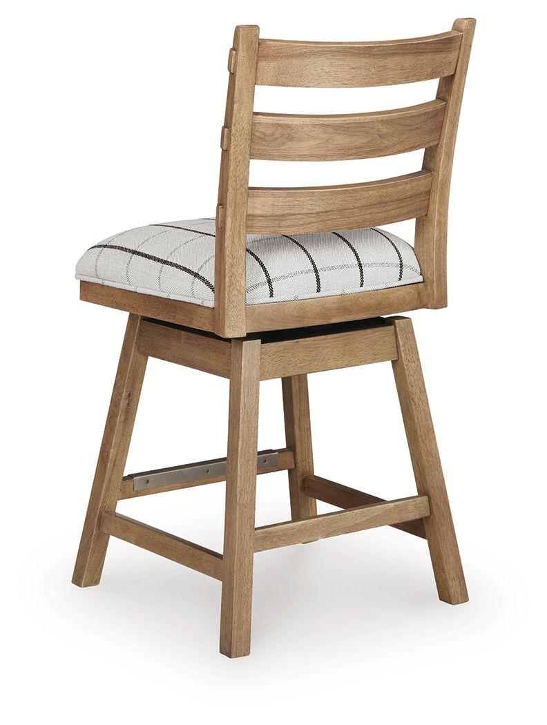 Ridgester - Upholstered Swivel Barstool (Set of 2) - Light Brown - Benchcraft® - 2