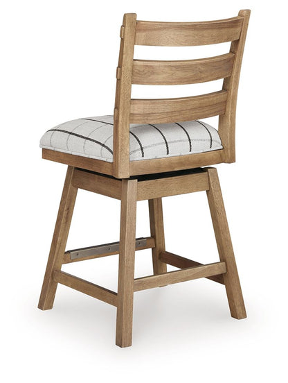 Ridgester - Upholstered Swivel Barstool (Set of 2) - Light Brown - Benchcraft® - 2