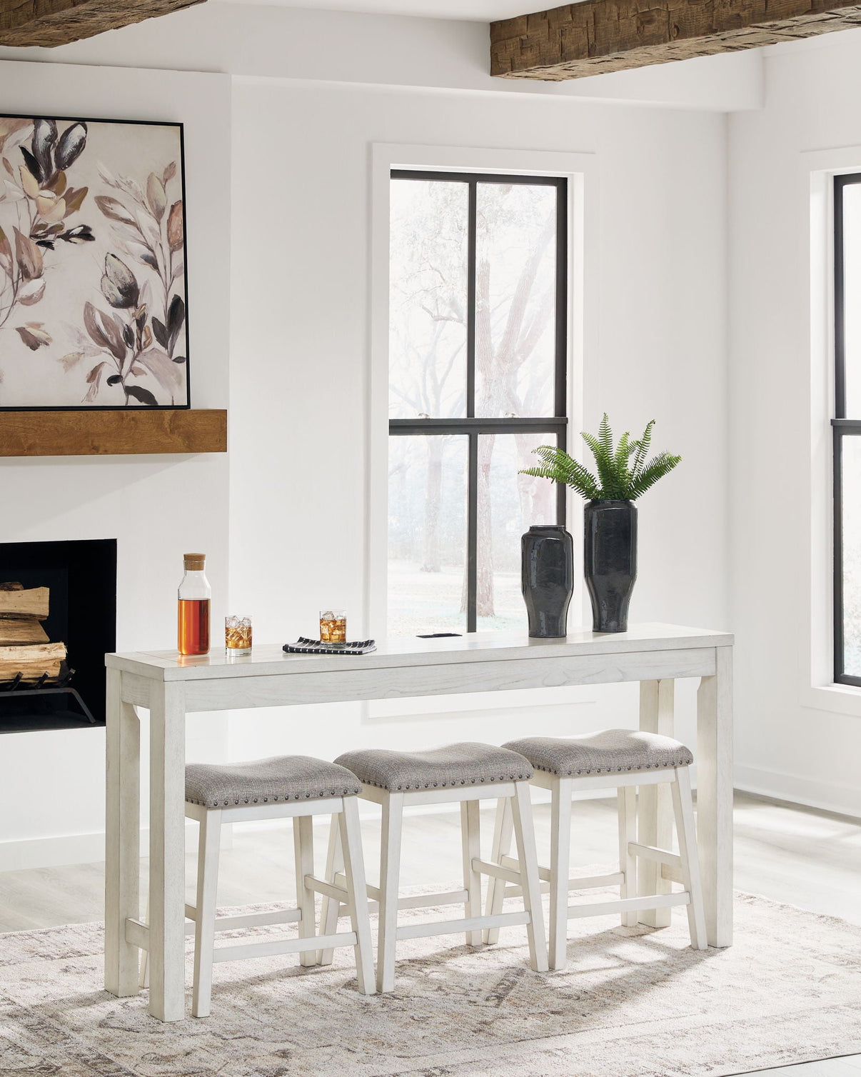 Robbinsdale - Rectangular Dining Room Counter Table Set (Set of 4) - Antique White - Signature Design by Ashley® - 9