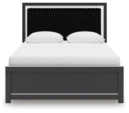 Zuraleus - 4 Pc. - Queen Upholstered Bed With Roll Slats, Dresser, Mirror And Nightstand - Black - Signature Design by Ashley® - 8